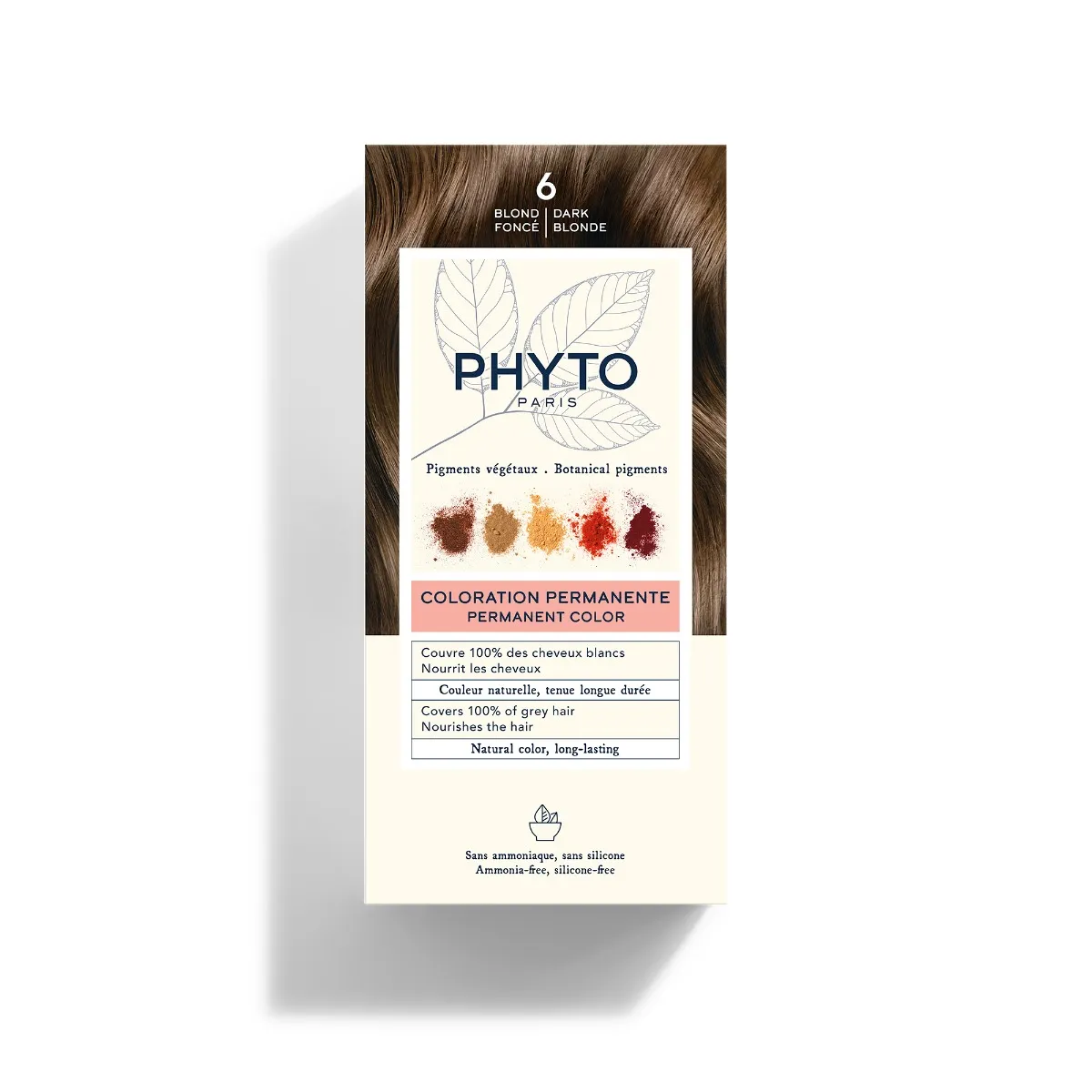 Phyto Phytocolor 6 Biondo Scuro Colorazione Permanente Senza Ammoniaca 100% Copertura Capelli Bianchi