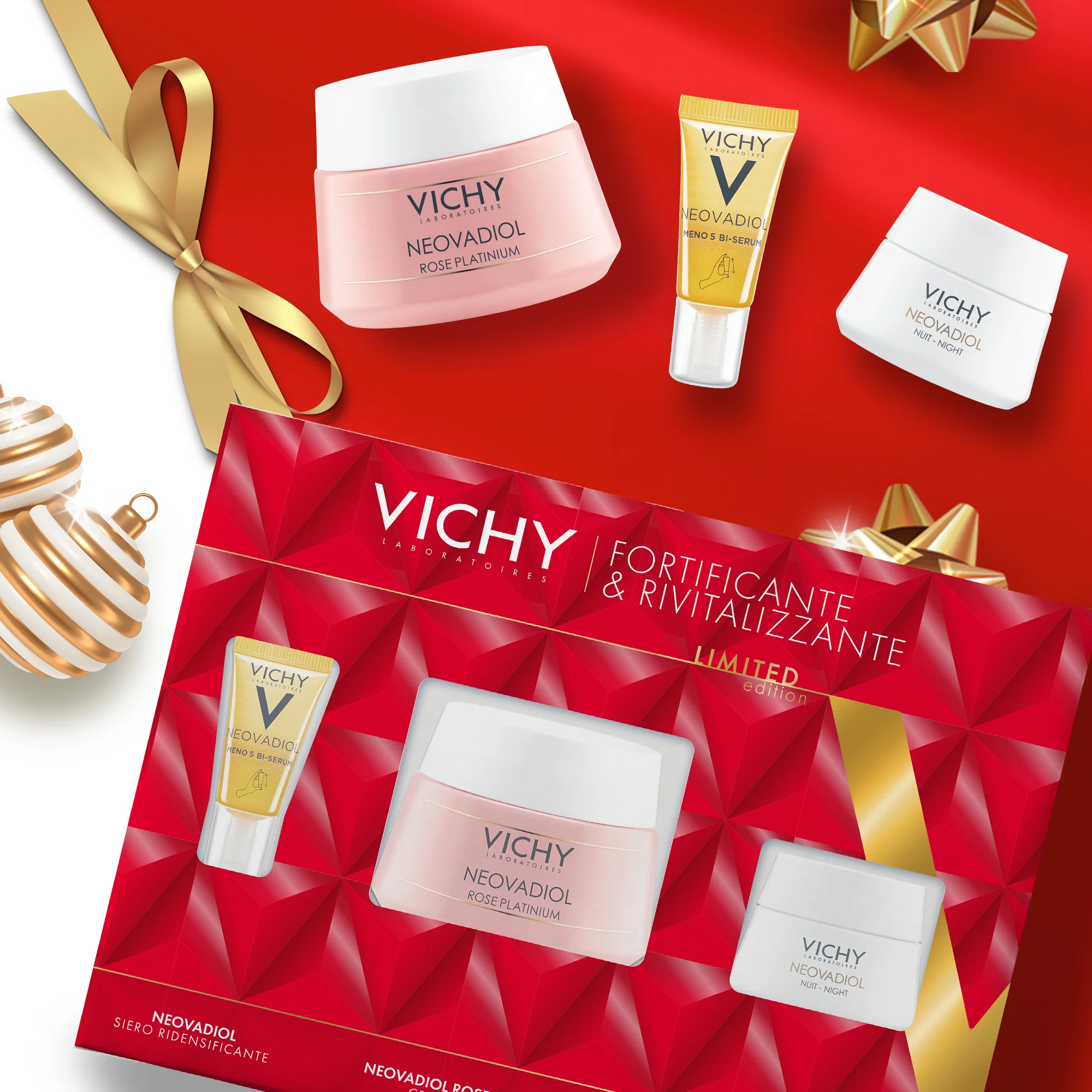 Vichy Neovadiol Cofanetto Fortificante e Rivitalizzante Rose Crema Giorno 50 ml + Rose Crema Notte 15 ml + Siero 5 ml