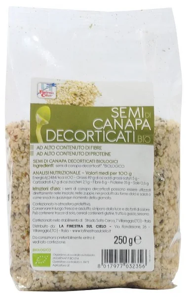 LA FINESTRA SUL CIELO SEMI CANAPA DECORTICATO BIO 250 G