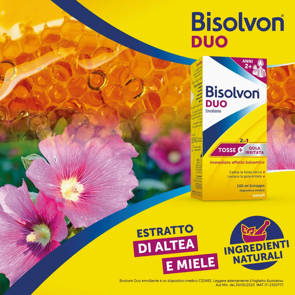 Bisolvon Duo Emolliente Sciroppo 100 ml Contro Tosse e Gola Irritata