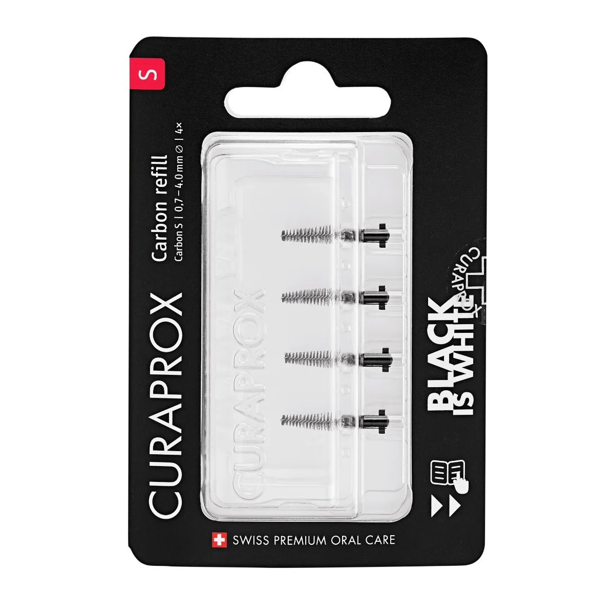 Curaprox Black Is White Carbon S Refill 4 pezzi Scovolino Interdentale