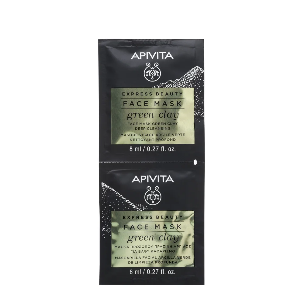 Apivita Express Green Clay 2 X 8 Ml Maschera Viso Detersione