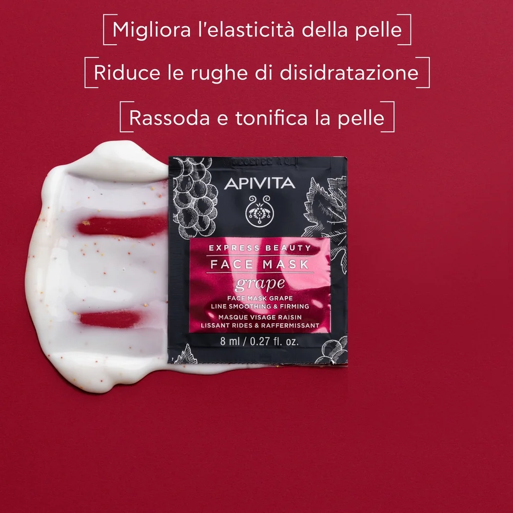 Apivita Express Grape 2 X 8 Ml Maschera Viso Liftante e Rassodante