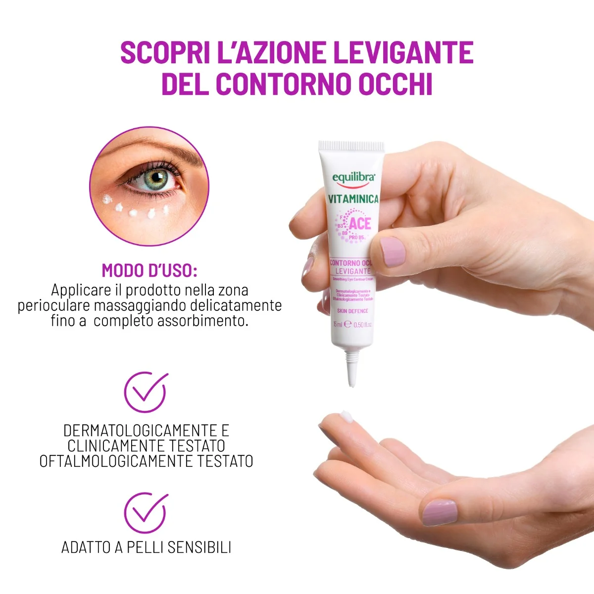 Equilibra Viso Vitaminica Contorno Occhi 15 Ml Levigante