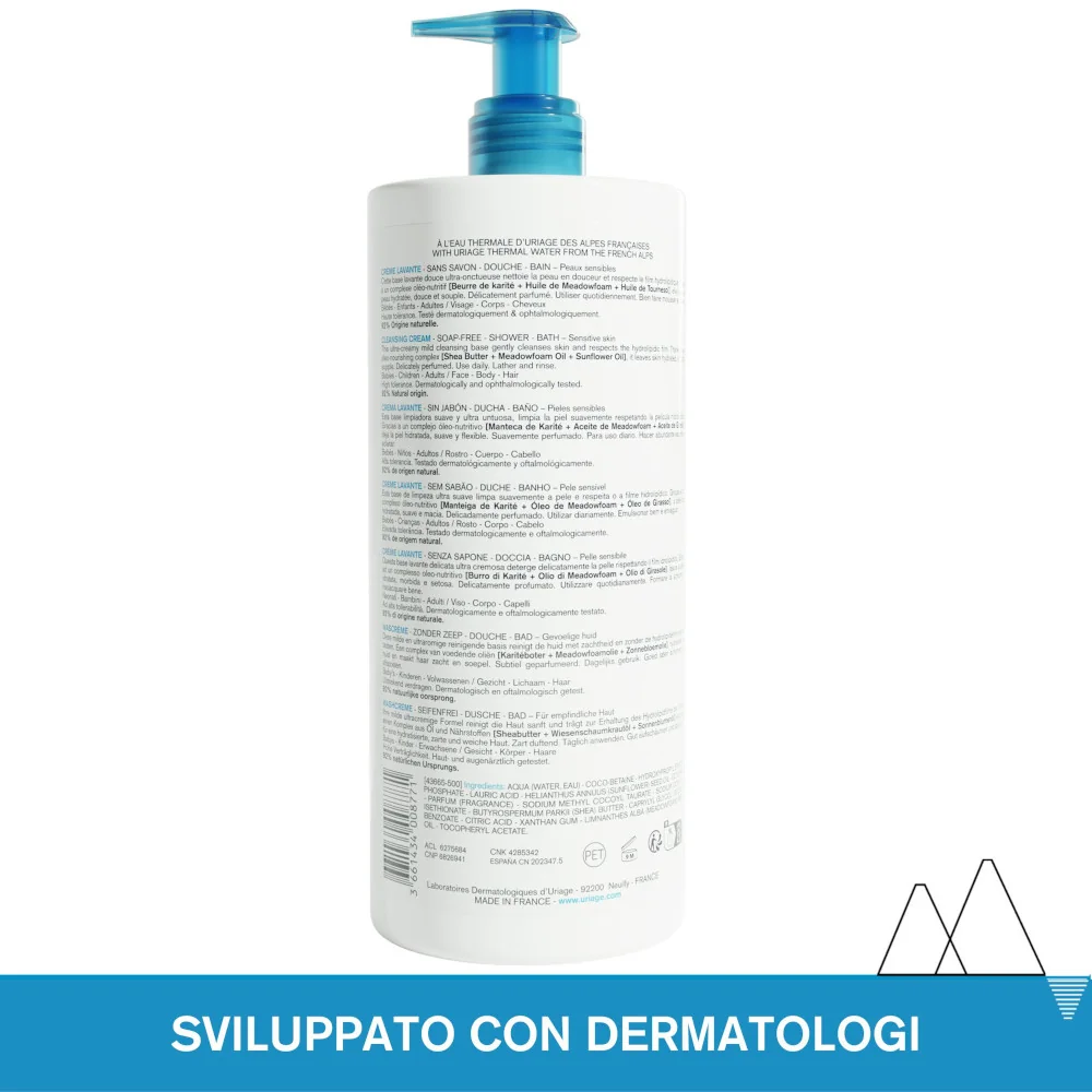 Uriage Eau Thermale Crema Lavante Detergente Senza Sapone Viso Corpo e Capelli 1 L 