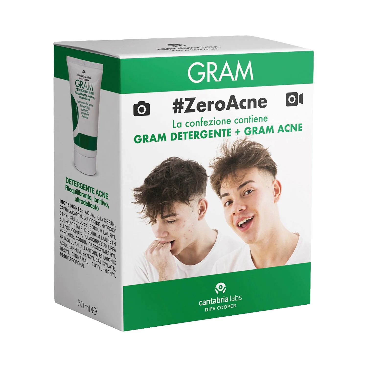 GRAM KIT ZEROACNE GRAM DETERGENTE 50 ML + GRAM CREMA 50 ML