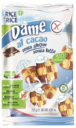 RICE&RICE DAME DI RISO AL CACAO BISCOTTI SENZA GLUTINE 250 G