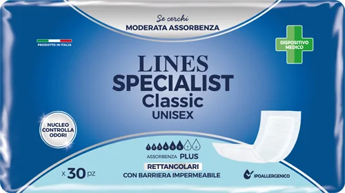 LINES SPECIALIST CLASSIC PANNOLONE RETTANGOLARE CON BARRIERA 30 PEZZI