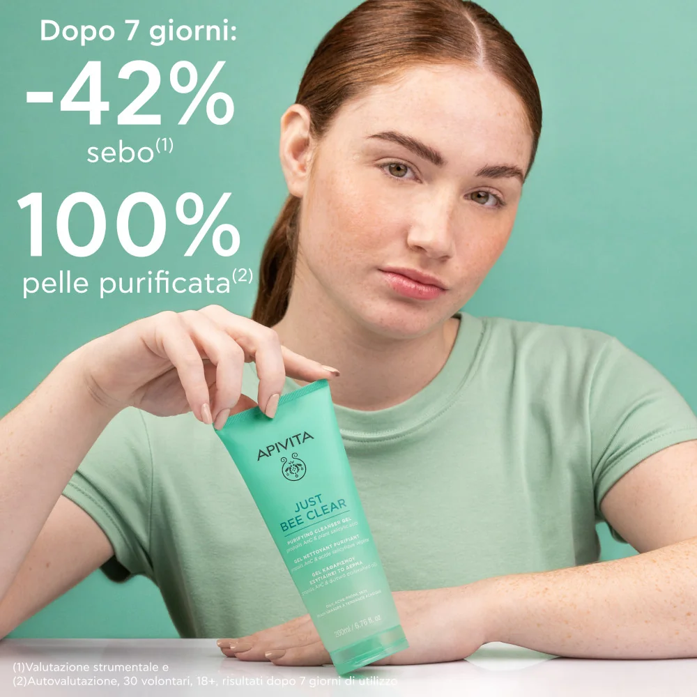 Apivita Just Bee Clear Cleans 200 ml Gel Detergente Purificante