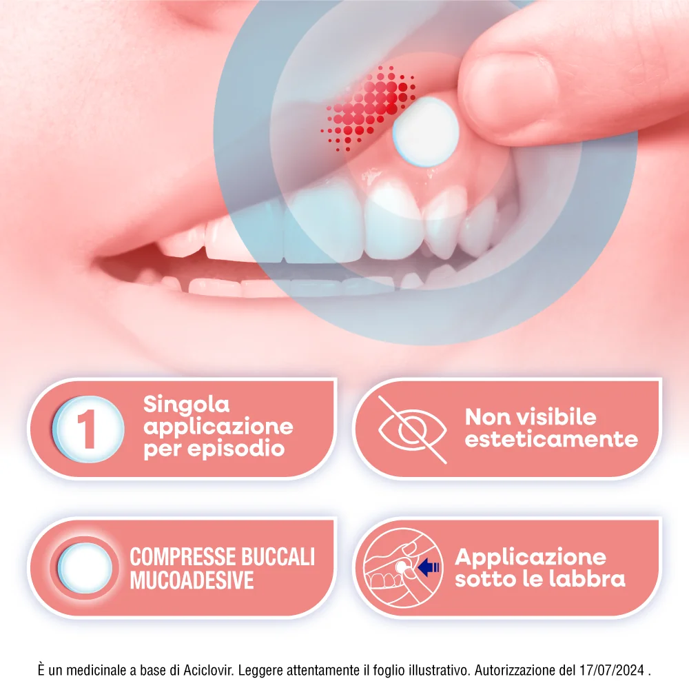 Herpmed Labiale 50Mg 2 Compresse Rapido Sollievo dall'Herpes