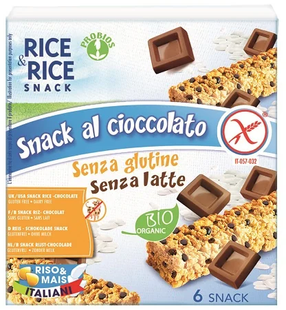 RICE&RICE SNACK AL CIOCCOLATO BIOLOGICO SENZA GLUTINE SENZA LATTE 6X21 G