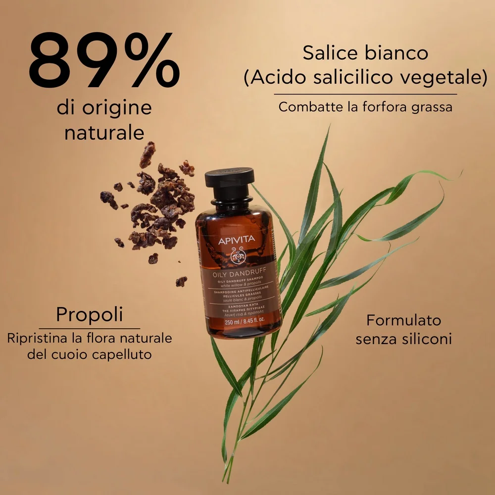 Apivita Oily Dandruff Shampoo Willow E Propolis 250 Ml Fosfora Grassa