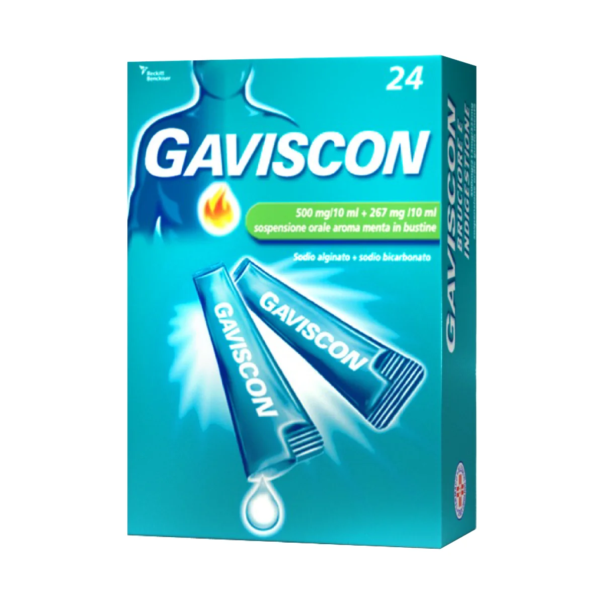 Gaviscon Sospensione Orale Aroma Menta 24 Bustine Per Bruciore di Stomaco