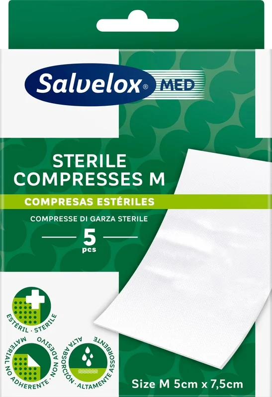 SALVELOX COMPRESSE DI GARZA STERILE MEDIO 5PZ