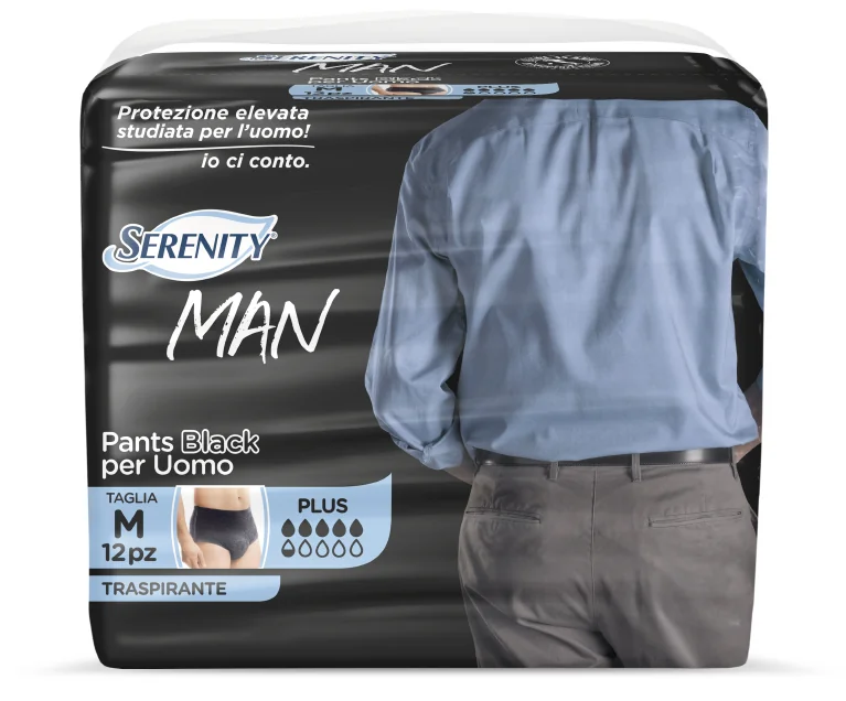 PANNOLINO SERENITY MAN PANTS BLACK TAGLIA MEDIA 12 PEZZI