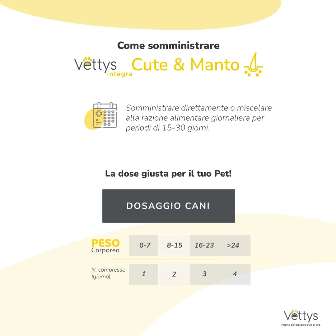 Vettys Integra Cute & Manto Cane 30 Compresse Bellezza del Pelo
