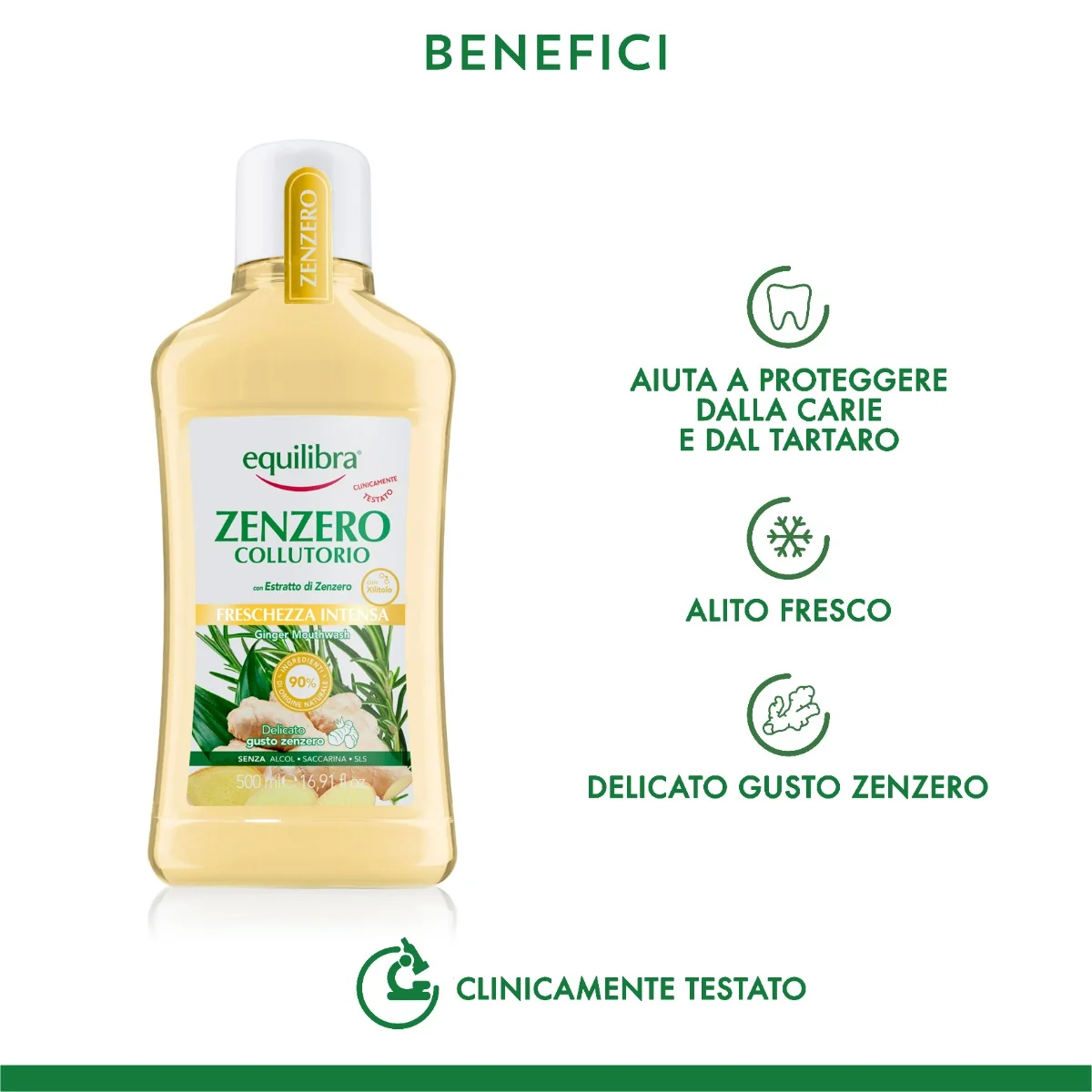 Equilibra Zenzero Collutorio 500 ml Freschezza Intensa