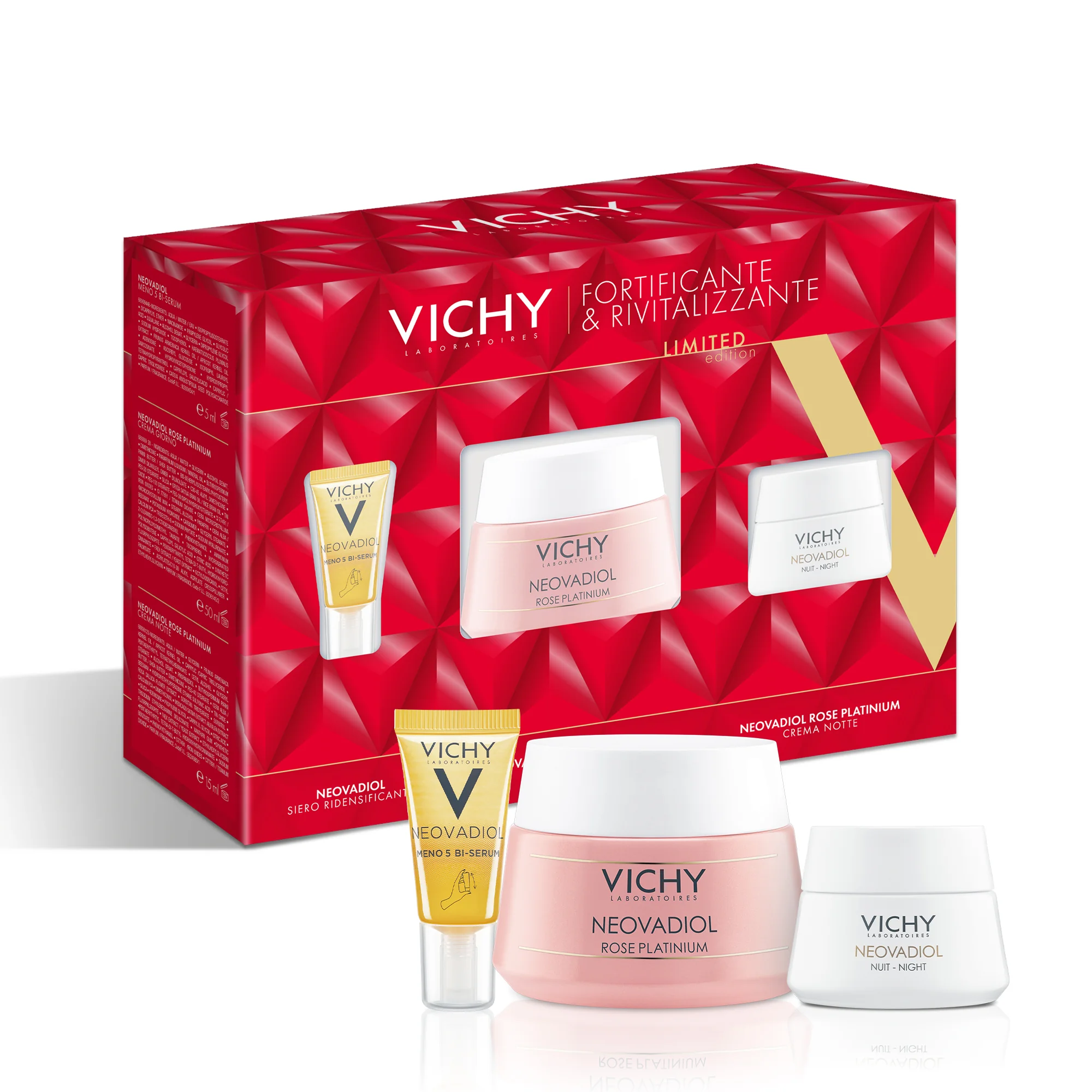 Vichy Neovadiol Cofanetto Fortificante e Rivitalizzante Rose Crema Giorno 50 ml + Rose Crema Notte 15 ml + Siero 5 ml