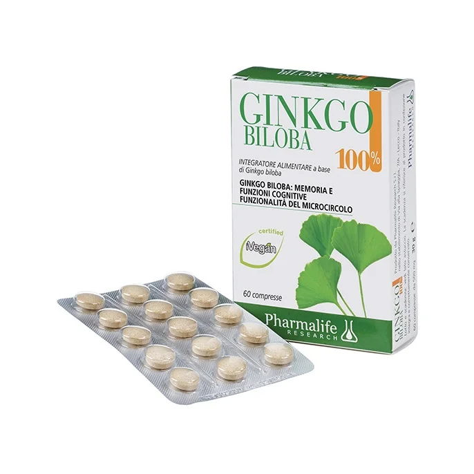 PHARMA LIFE GINKGO BILOBA 100% INTEGRATORE PER IL MICROCIRCOLO 60 COMPRESSE