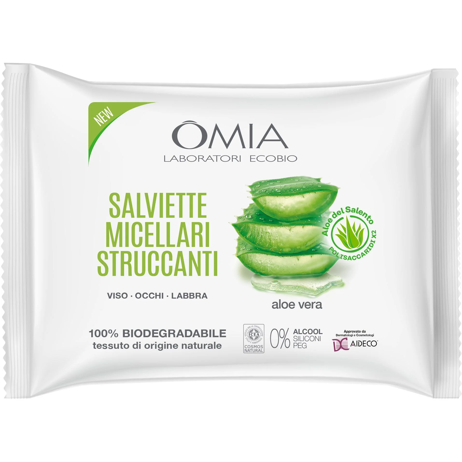 OMIA SKINCARE SALVIETTE STRUCCANTI CON ALOE DEL SALENTO 20 PEZZI