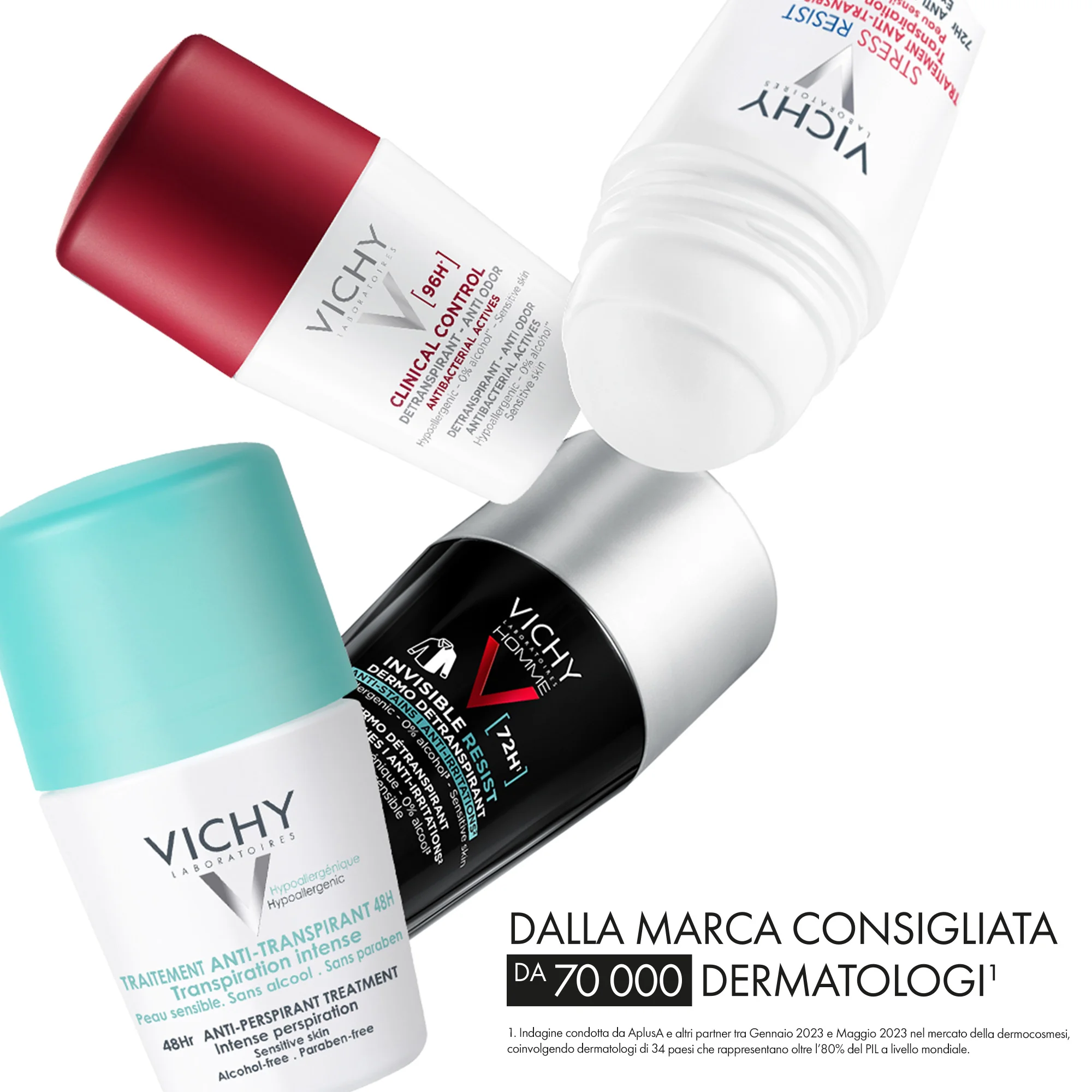 Vichy Deodorante Roll On Anti-traspirante 48h 50 ml Per Traspirazione Intensa