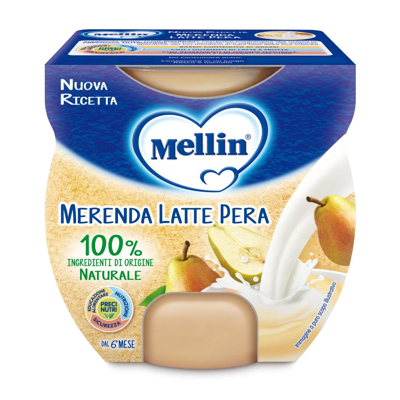 MELLIN MERENDA LATTE PERA 2X100G