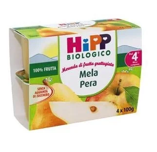 HIPP BIO FRUTTA GRATTUGGIATA MELA PERA 4 X 100 G