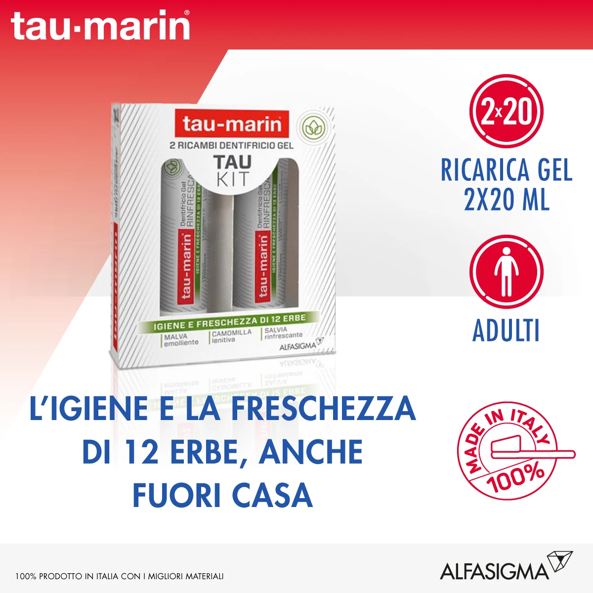 TAU-MARIN RICAMBIO DENTIFRICIO GEL RINFRESCANTE 2X20 ML