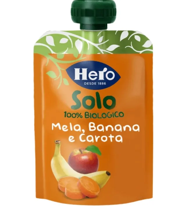 HERO SOLO FRUTTA FRULLATA 100% BIO MELA BANANA CAROTA 100 G