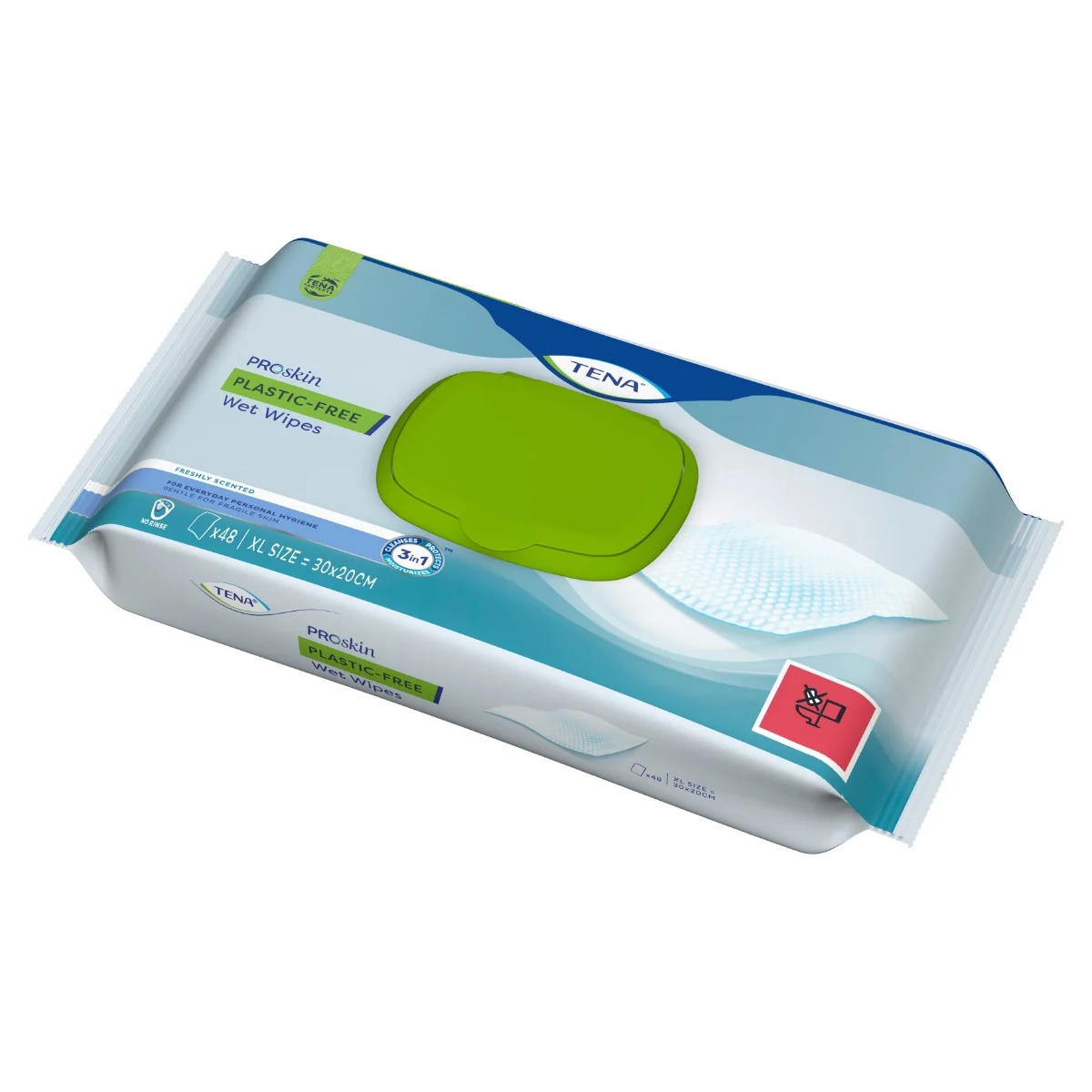 TENA WET WIPES SALVIETTE UMIDIFICATE PLASTIC FREE 48 PEZZI