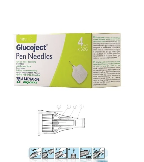 GLUCOJECT PEN NEEDLES 32G 4MM AGHI PER PENNE DA INSULINA 100 PEZZI