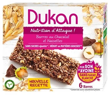 DUKAN BARRETTE CRUSCA D'AVENA GUSTO CIOCCOLATO NOCCIOLA 6 BARRETTE