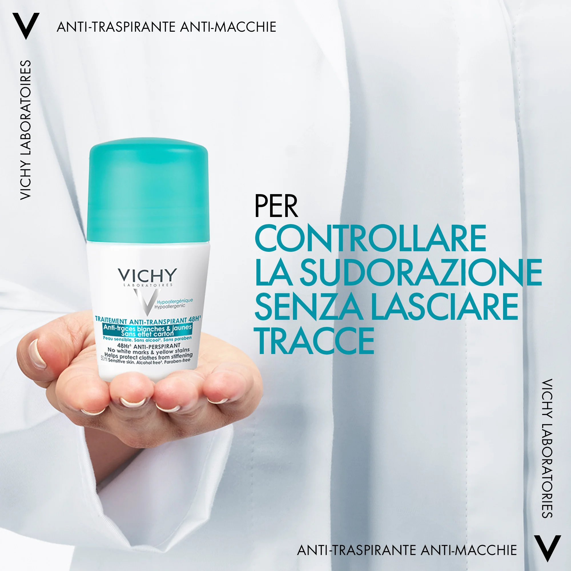 Vichy Deodorante Antitraspirante 50 ml Anti Tracce Bianche e Gialle