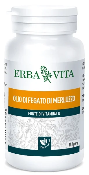 ERBA VITA OLIO DI FEGATO DI MERLUZZO INTEGRATORE OSSA 100 PERLE