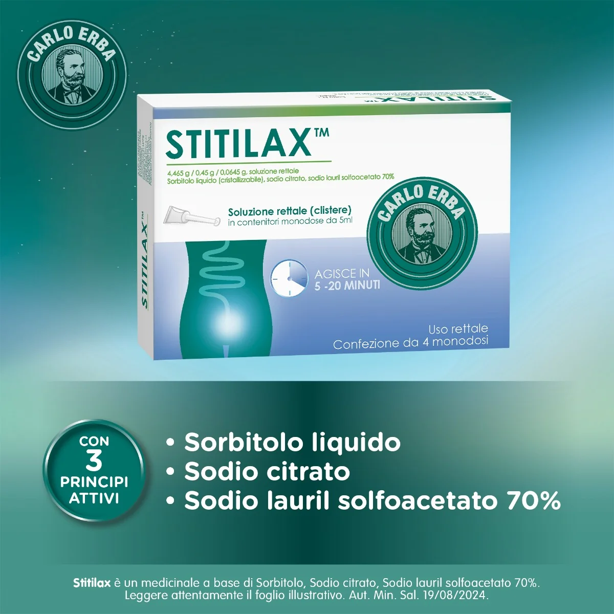 Stitilax Soluzione Rettale 4 Fl Monodose 5 Ml 