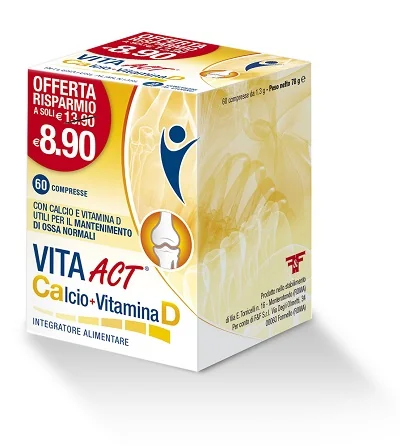 VITA ACT CALCIO + VITAMINA D INTEGRATORE OSSA E DENTI 60 COMPRESSE