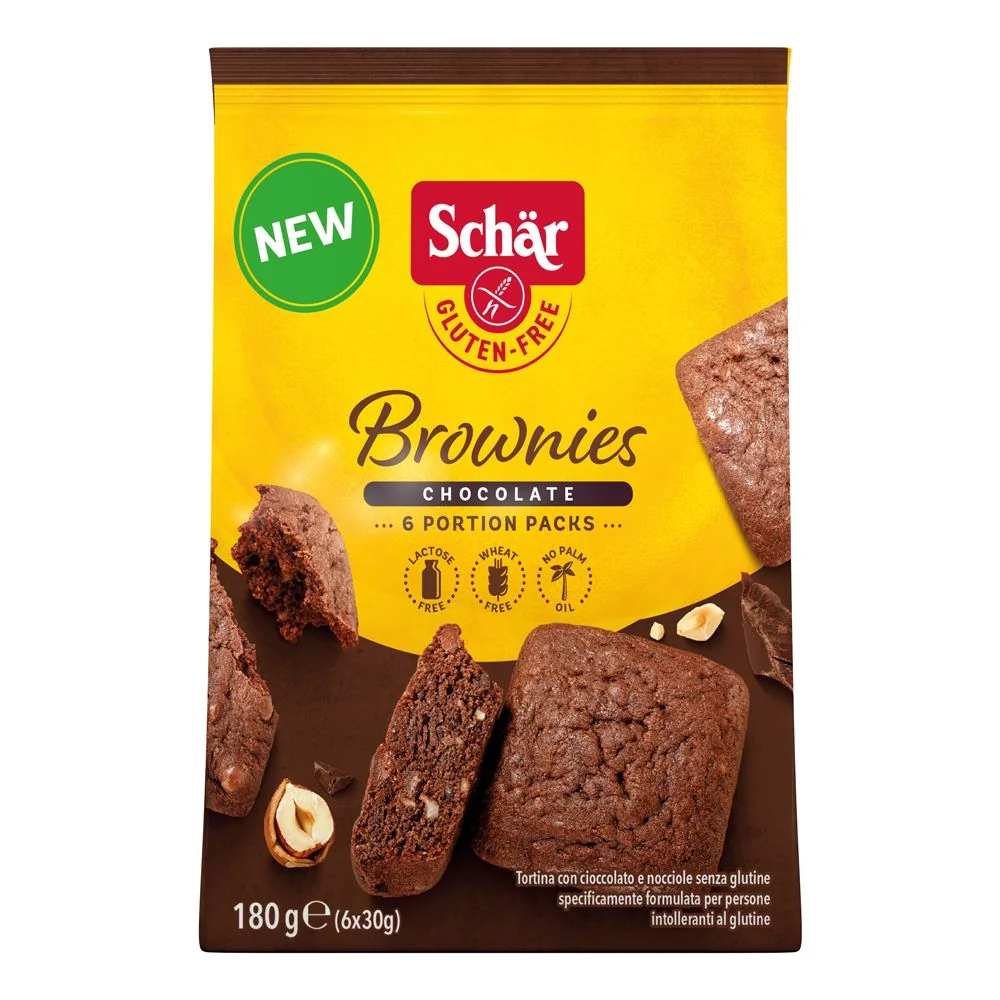 SCHAR BROWNIES CHOCOLATE TORTINA CON CIOCCOLATO E NOCCIOLE 6 MONOPORZIONI DA 30 G